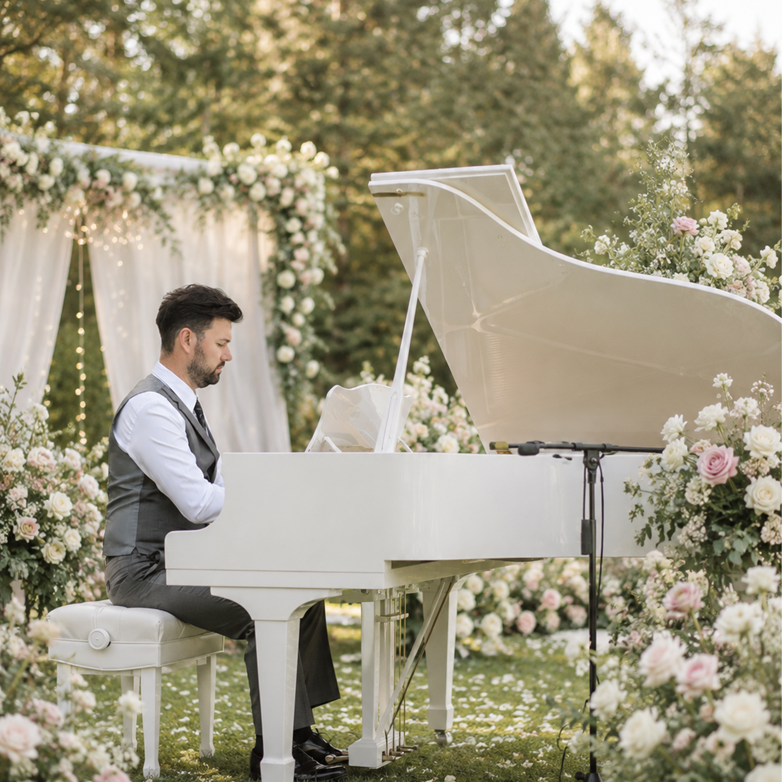 Irvine ceremony music setting with elegant live piano for weddings