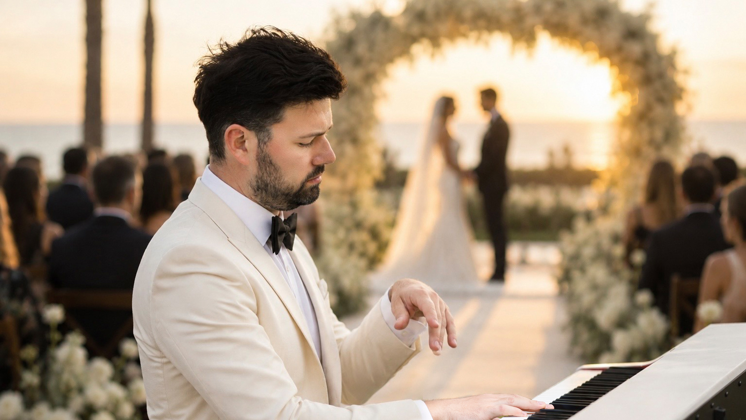 Orange County wedding pianist performing elegant live piano for a wedding ceremony